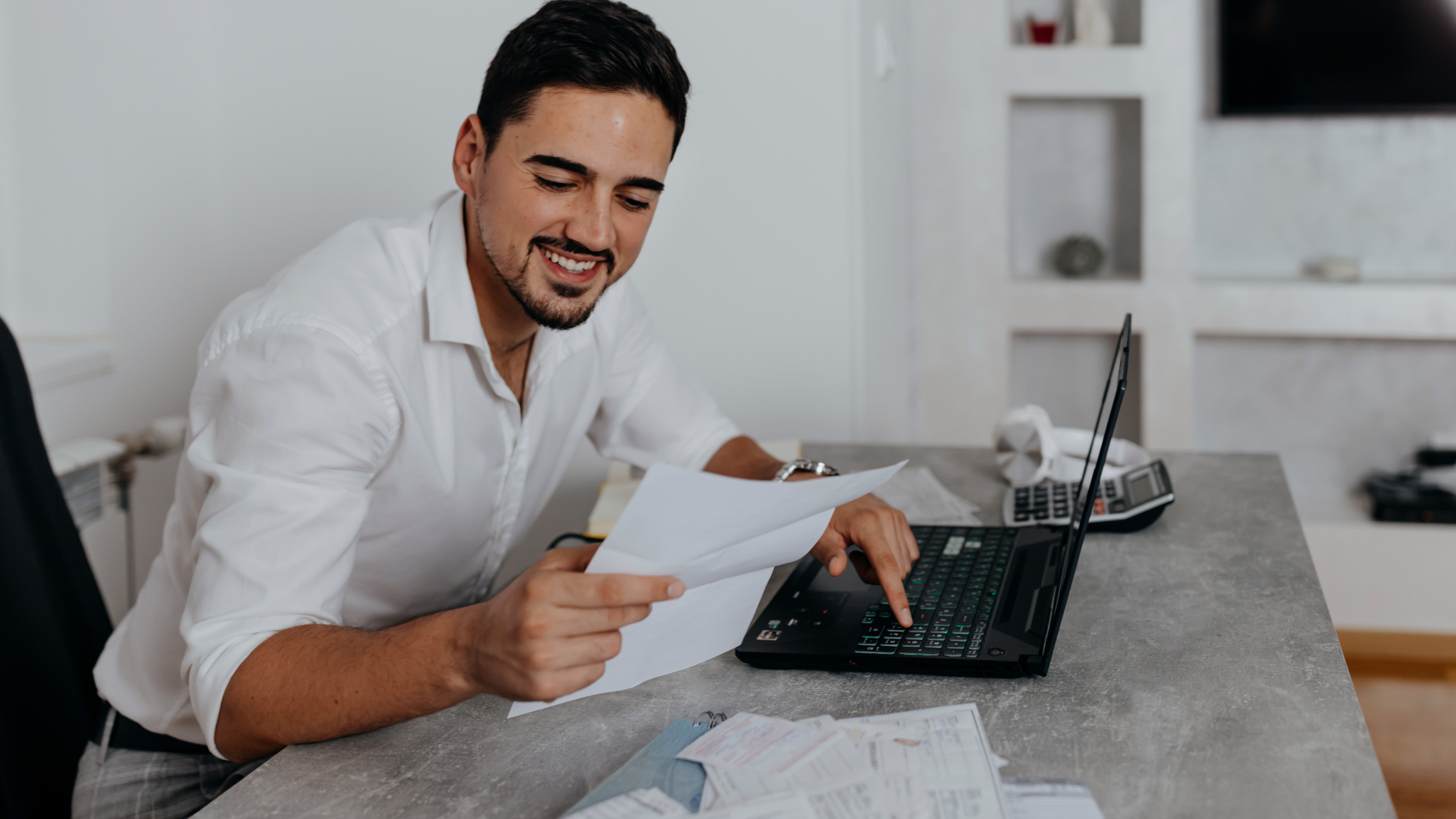 cheerful man looking at new paid leave law